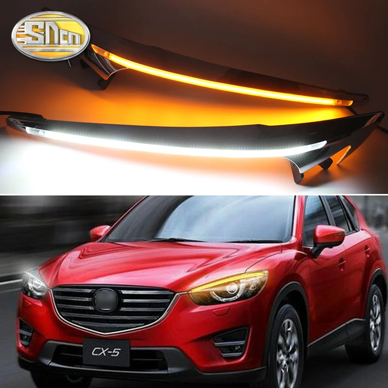 Для Mazda CX-5 CX5 2013, светодиодный головной светильник для бровей дневные ходовые огни светильник LED DRL с желтым сигналом поворота светильник