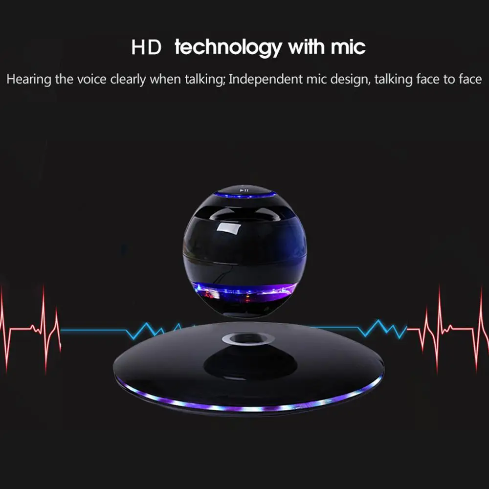 Беспроводная магнитная левитация 3D Bluetooth динамик вращающийся с красочным Светодиодный Поддержка iOS Android телефон громкой связи