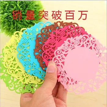 

Creative kitchen accessories drink cup mug tea coffee hollow round lace floral insulation silicone coaster placemat table mat
