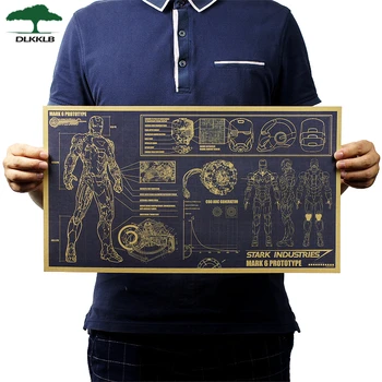 

Dlkklb Movie Poster Adornment Picture Iron Man Design Drawings Nostalgic Retro Kraft Paper Bar Decoration Wall Stickers 51x29cm