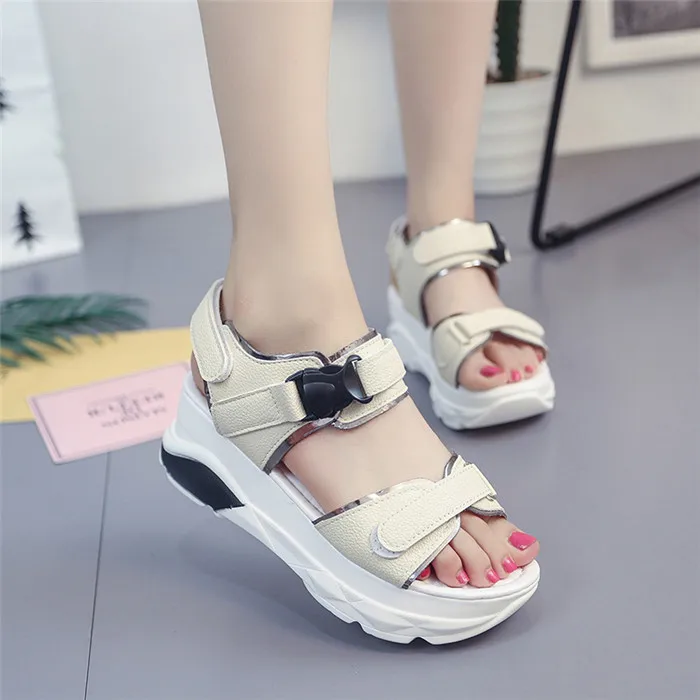 

Wertzk summer 2019 new thick bottom fashion sandals Korean version of muffins with student flat casual wedges F085