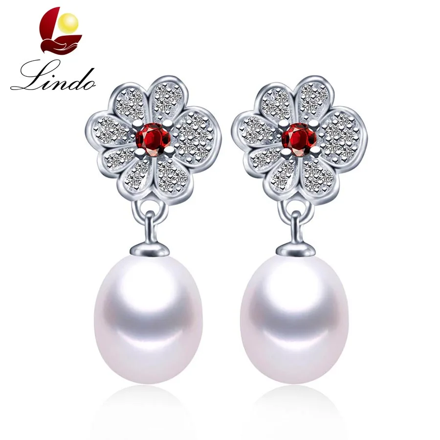 

Elegant Plant Flower drop earrings,New Fashion Red Ruby dangle earrings,Best Price 925 silver jewelry with gift box