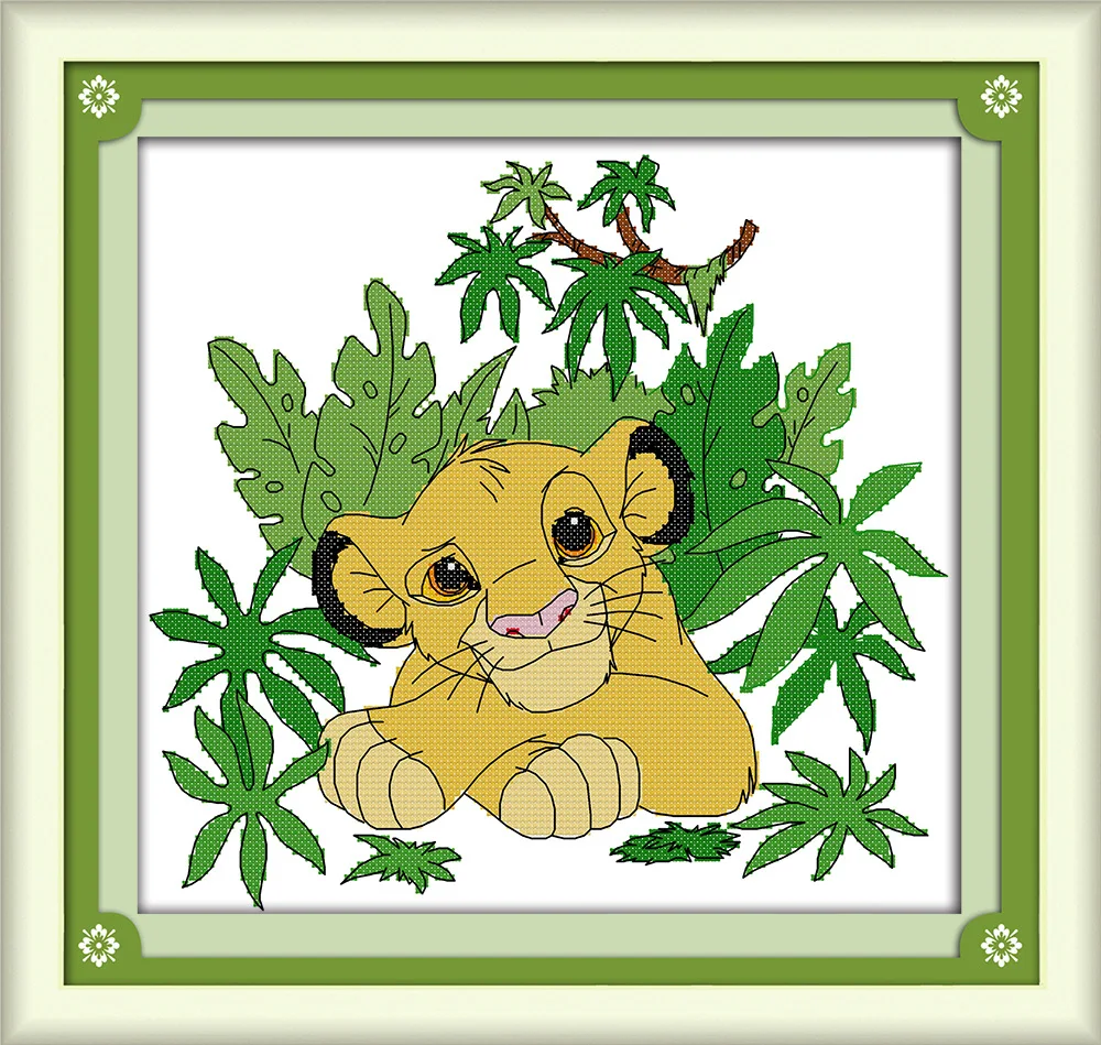 

Lion in the trees Canvas DMC Counted Cross Stitch Kits printed Cross-stitch set Embroidery Needlework