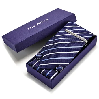 

Gift box Classic 8cm Wide Tie Sets Black/blue/red Men's Neck Tie Hankerchiefs Cufflinks &Tie clips polyester silk handmade