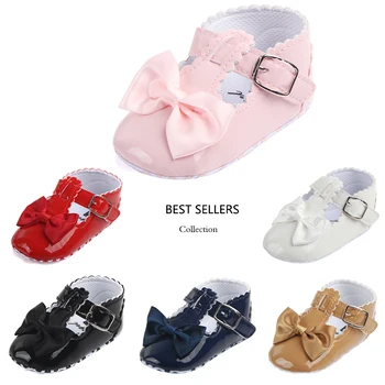 

Baby Shoes Sweet Casual Princess Bowknot Girls Baby Kids Pu Leather Solid Crib Babe Infant Toddler Cute Ballet Mary Jane Shoes