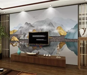 

Custom Any Size 3d Wallpape New Chinese Modern Abstract Golden Ink Landscape TV Background Wall Decoration Wallpaper
