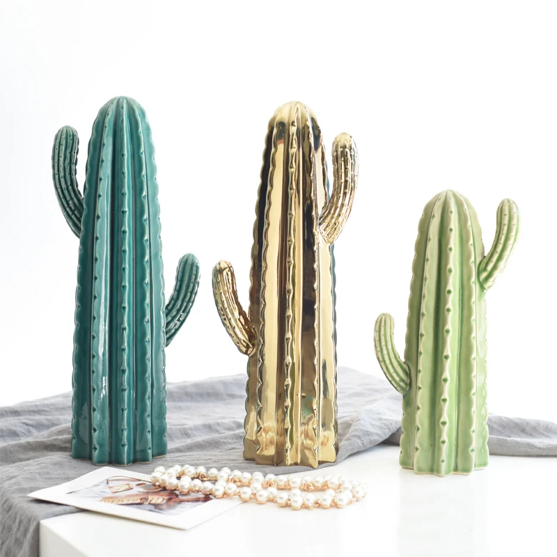 

Nordic design modern Home Decor ceramic Cactus Figure plant Office Desk Decoration lovely kids Gift Modeling Figure collalily