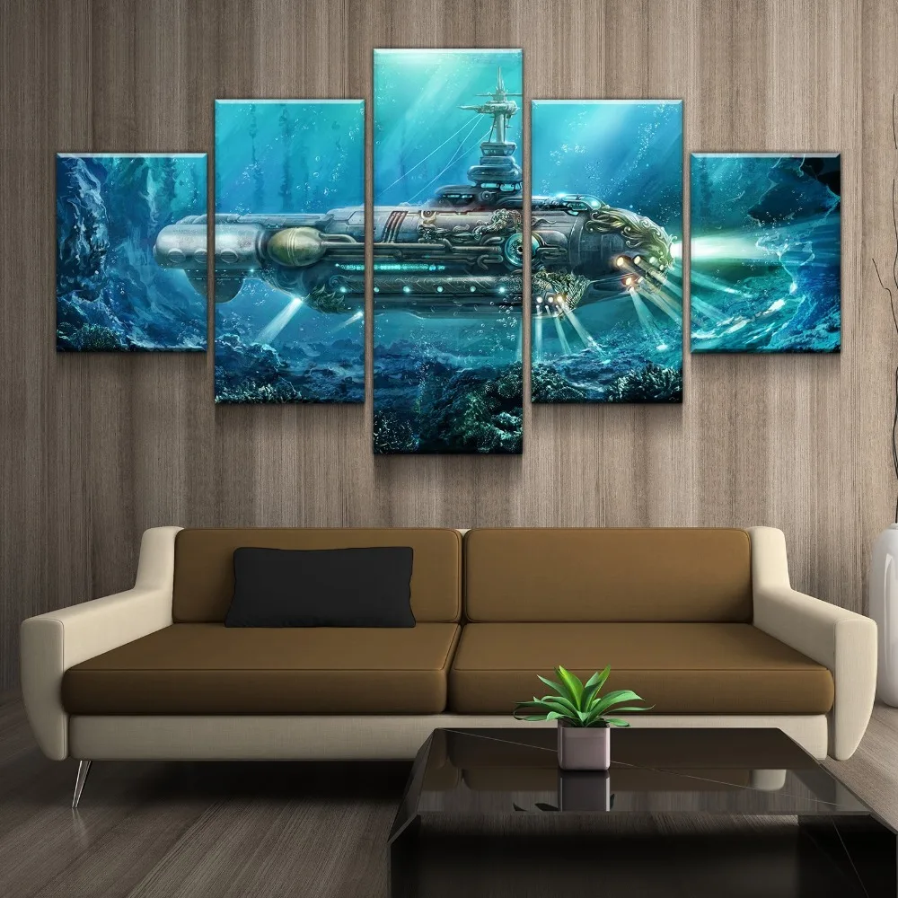 

HD print Home Decor Canvas Print Painting Wall Art Flame STEAMPUNK SUBMARINE CANVAS SET