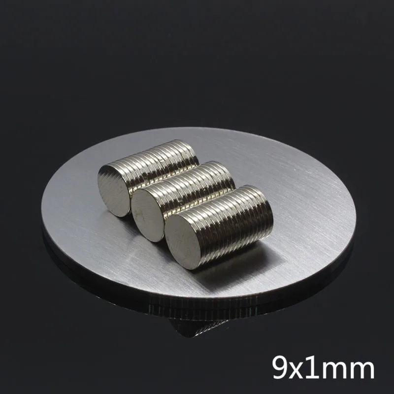 100 шт. 9x1 мм Мини неодим магнитный диск N35 постоянного 9 мм х 1 мм маленькие круглые супер мощный магнитный съемник для жестких бирок для электронного отслеживания товара магниты для рукоделия