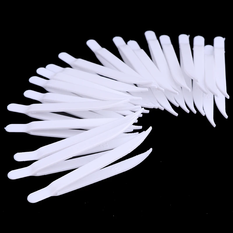20pcs Disposable Tweezers Plastic Medical Small Beads Forceps for Crafts DIY Jewelry Making Color random