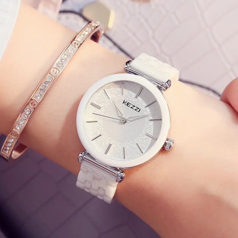 Goede Kezzi Merk Keramische Horloges Witte Bloem Quartz Horloge Waterdicht Armband Horloge Voor Vrouwen Klok Montres Femmes