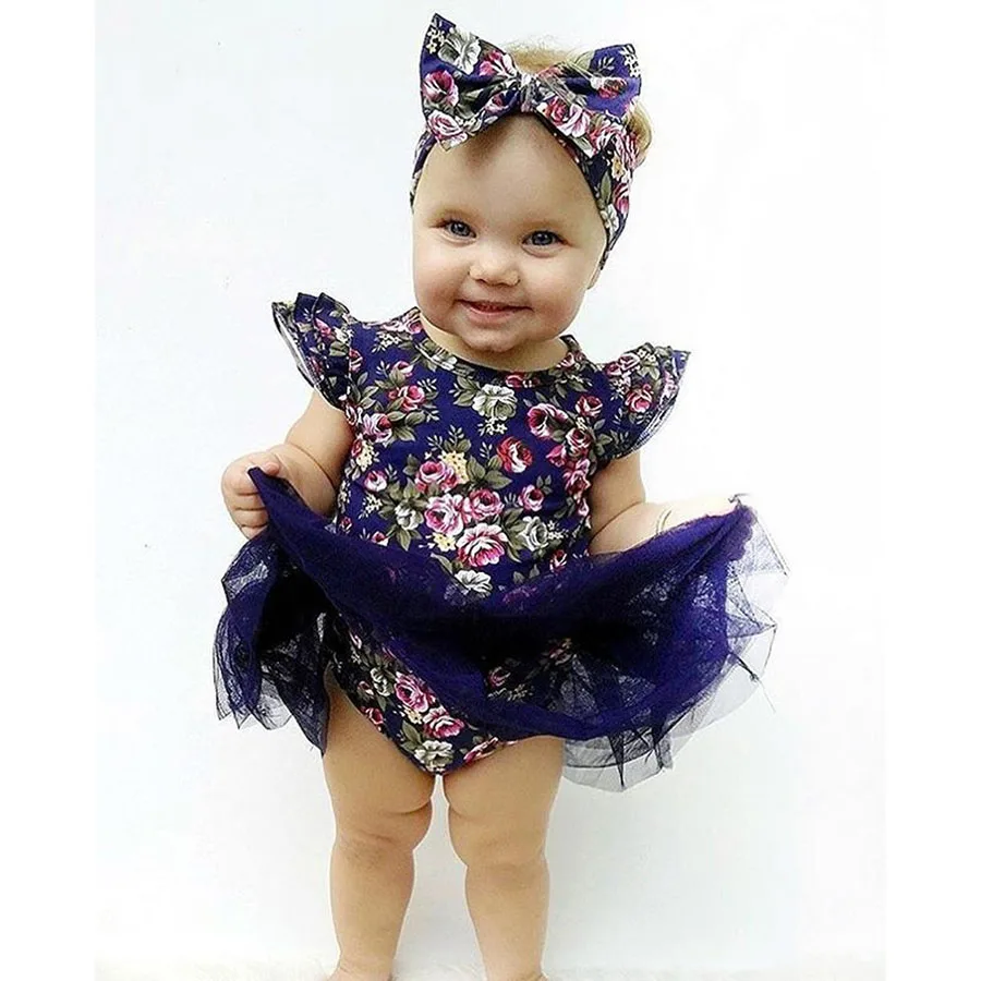 1-4Y Princess Girls Dress Baby Clothes Kids Dresses For Baby Girl Dress Summer Lace Floral Infant Girls Clothes With Headband (5)