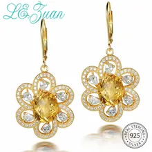 L& zuan ювелирные изделия из стерлингового серебра романтичные серьги 6.86ct мелкий драгоценный камень желтый цветок серьги стерлингового серебра ювелирные изделия серьги