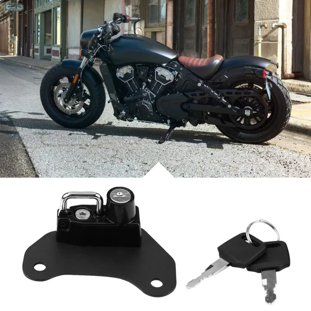 Motorcycle Black Side Anti theft Security Alloy Helmet Lock Mount Hook