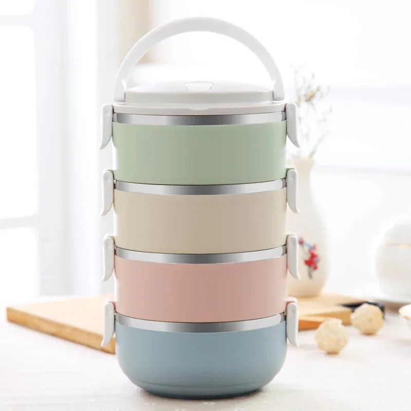  2/3/4 Layer Gradient Color Japanese Lunch Box For Food Bento Box Stainless Steel Container For Kids