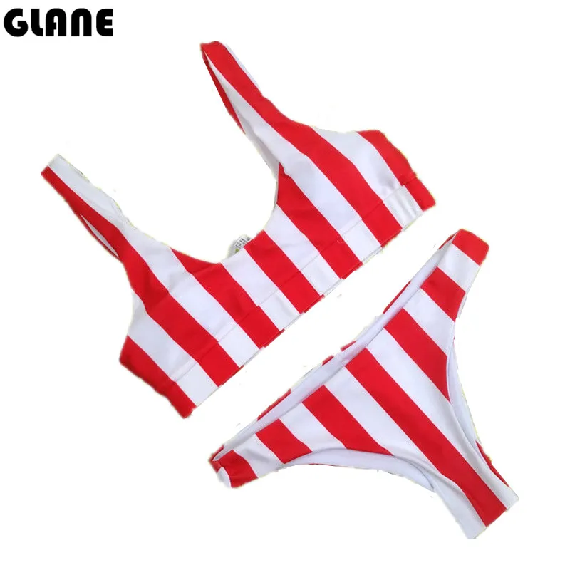 Women Swimwear Push Up Swimsuit Striped Hot Sale Bikini Cheap Bandage