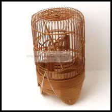 1 PCS 24cm Ordinary old bamboo prince bird cage Acacia cage embroidered eye white jade bird small black and white bird cage