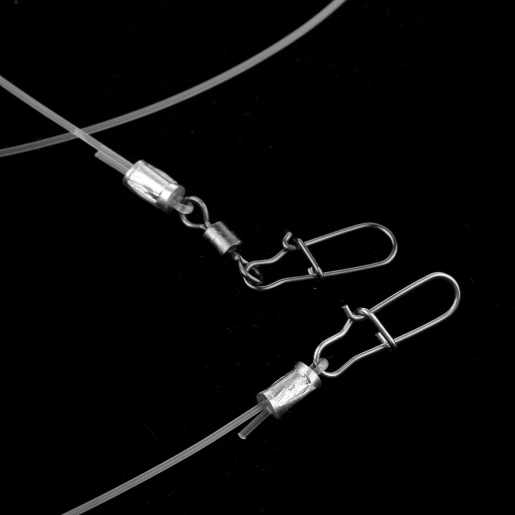 5x High-Strength Nylon Fishing Wire Leaders with Stainless Steel Snaps Copper Swivels Luminous Beads Fishing Accessory Lead Core