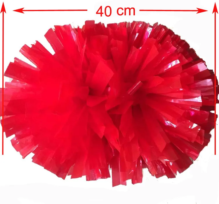 

Red sports pompoms (2pieces/lot) 40CM Cheers pompon with middle plastic handle Color can free combination