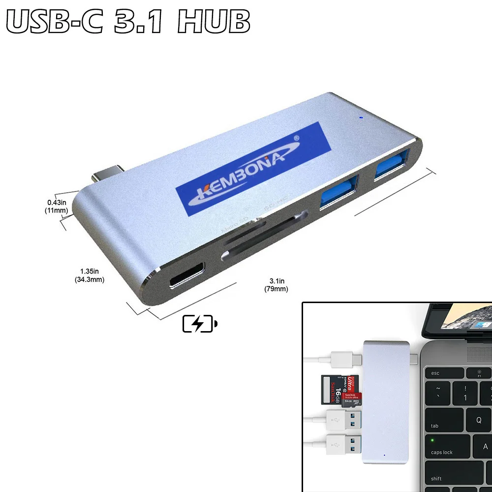 Устройство для чтения SD и TF карт 5 в 1 USB Type C|card hub|5 usb hubcharging hub |