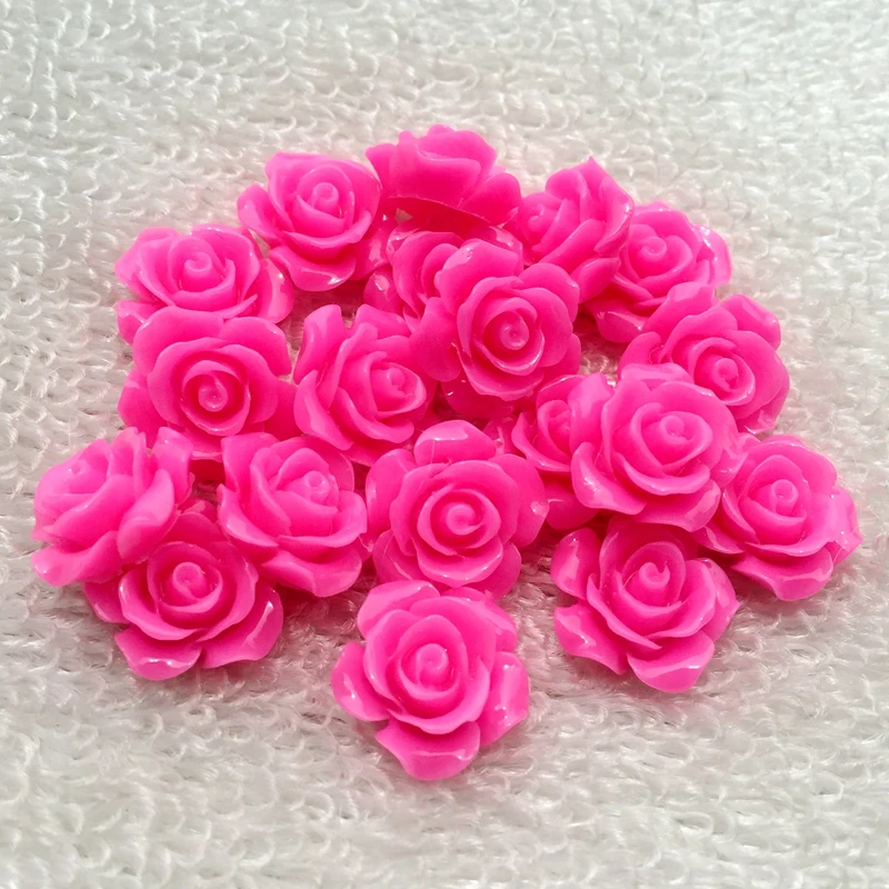 30 шт./лот 15 мм плоский задний скрапбук, 3D полимерный цветок розы подходит для украшения телефона DIY-B023