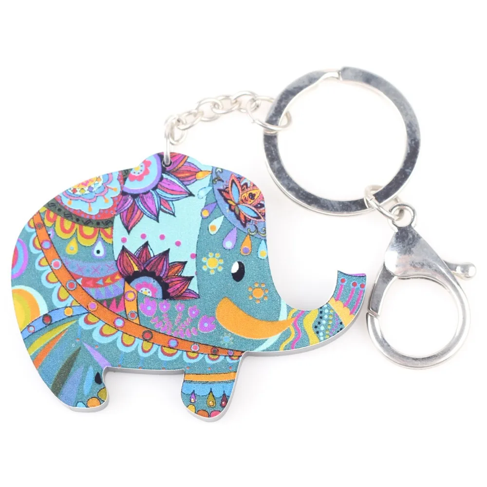 

Bonsny 2015 Newest Elephant Marvel Acrylic Key Chain For Keys Women Girl Decorative Keychain Charm Pendant Jewelry Aceessories