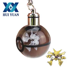 Модный светодиодный брелок Bulbasaur Dragonite с 3D гравировкой, стеклянный шар, лампа Pokemon Go, новинка, светильник, цветная подвеска, детский подарок