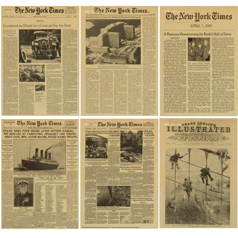 New York Times Poster Retro Kraft Paper Vintage Poster Historical Moment Poster Decorative Wall Sticker Wall Sticker Decorative Wall Stickersposter Retro Aliexpress