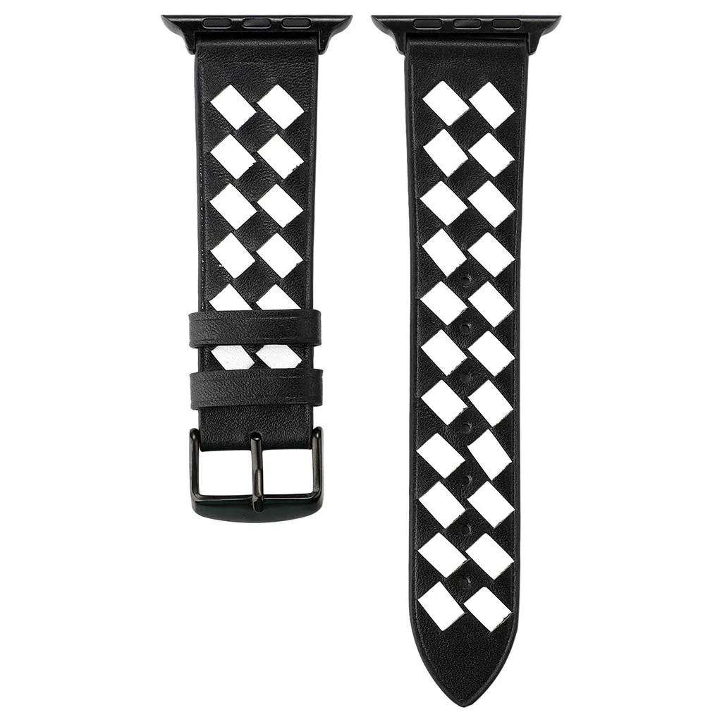 White Премиум мягкий кожаный сетчатый спортивный сменный Браслет для Apple Watch 4321 38/40 мм 42/44 мм - Цвет: White