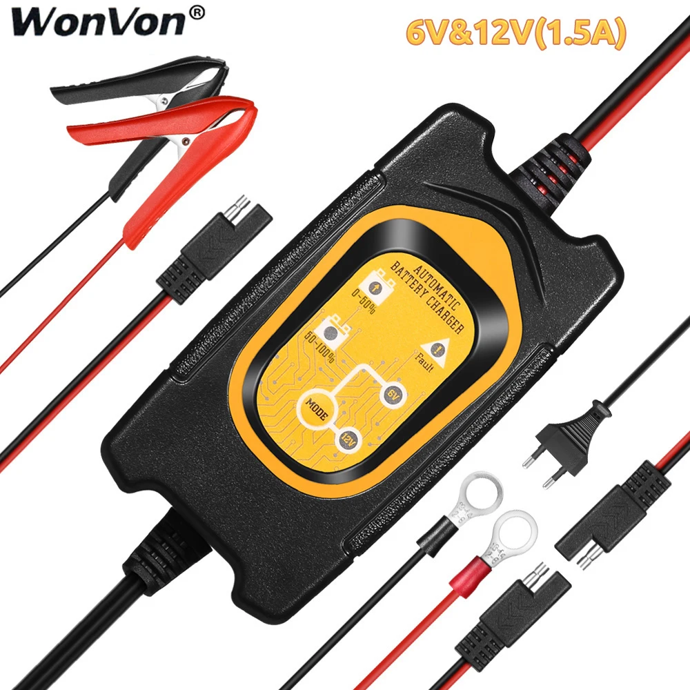 

6V 12V 1.5A Intelligen Car Battery Charger Maintainer Charging for Automotive Vehicle Motorcycle RV ATV Moto Boat cargador auto