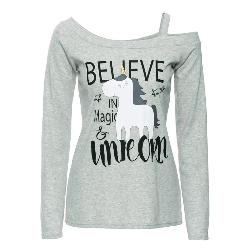One Shoulder Long Sleeve Unicorn TShirt 22 4766888062_1492025757