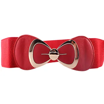 

Women Fashion Bowknot Buckle Waistband Wide Elastic Stretch Waist Belt Y782