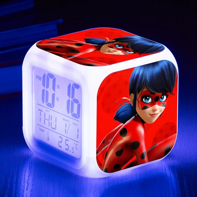 

Japan Anime Miraculous ladybug Alarm Clock Projection Clock LED Flashing Light Action toy figures Electronic Toys Digital Clock