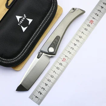 

TIGEND TW90 folding knife D2 Tanto blade Titanium+ Carbon fiber handle hunting survival camping knives pocket EDC practical tool