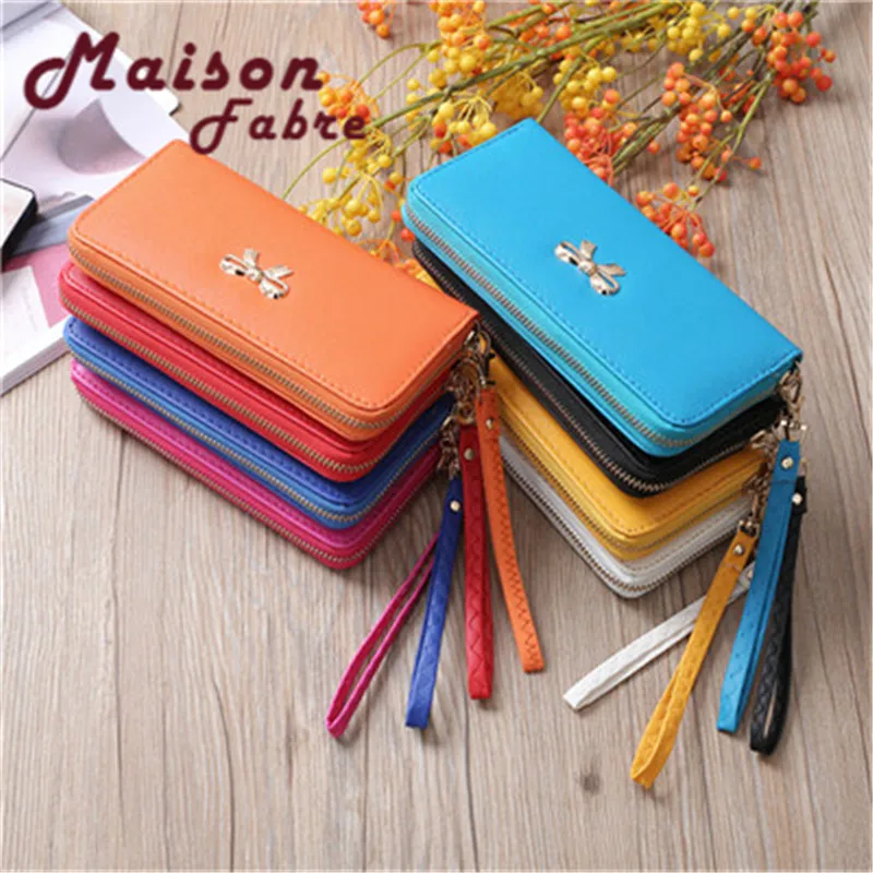 

New Women Fashion Solid Double waterproof Metal Pull Zipper Wallet Coin Bag Phone Bag Pocket x# dropship #15