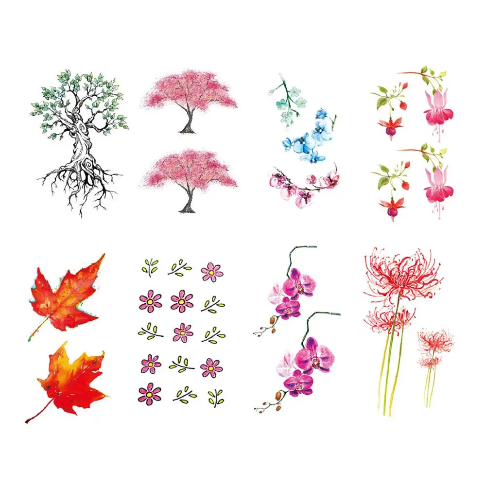 

Leaf Tattoo Sticker Waterproof Temporary Fake Tatoo Plants Flowers Tree Arm Shoulder Hand Girls Children Kids Body Art 10.5X6cm