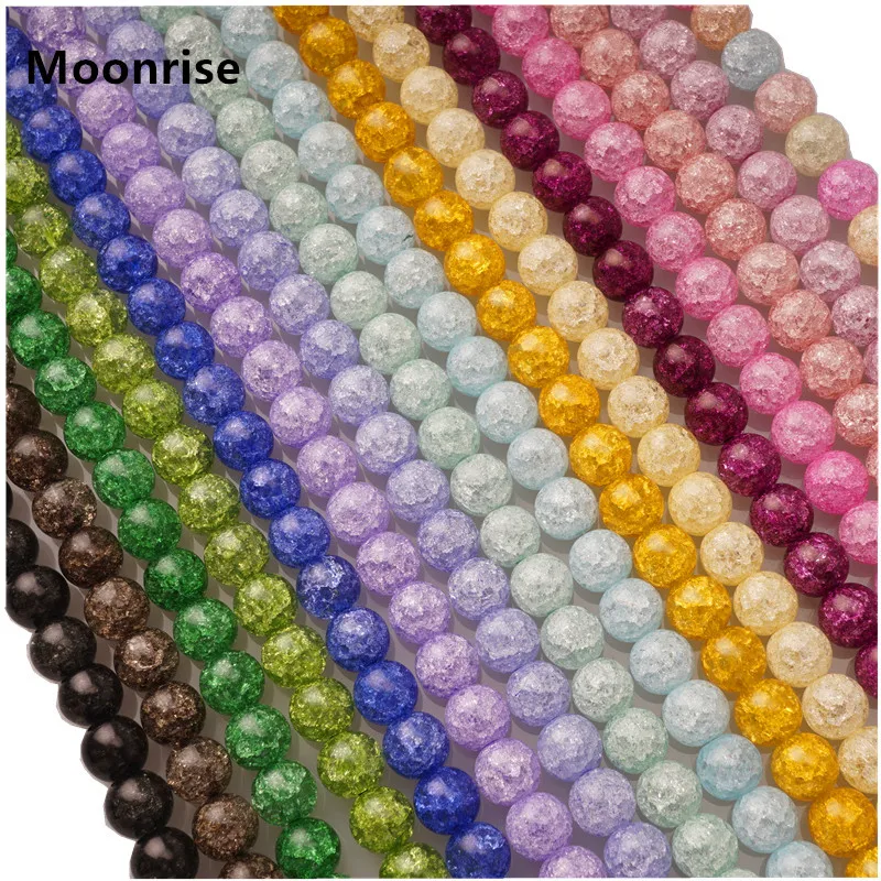 

Round Snow Crackle Druk Czech Crystal Pressed Glass Beads For DIY Jewelry Bracelet Making 15" Strand