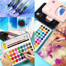 Нетоксичные Твердые пигментные акварельные краски акварельные розовые, синие, черные краски инструмент для 36 цветов
