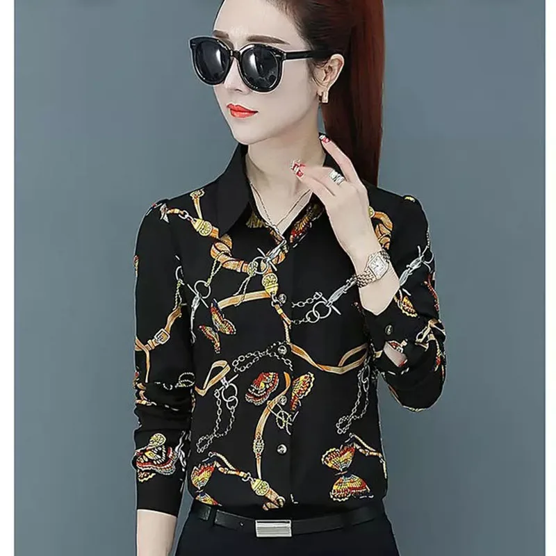 Women Spring Summer Style Blouses Shirts Lady Casual Long Sleeve Turn-down Collar Flower Printed Blusas Tops DF2700 Women Spring Summer Style Blouses Shirts Lady Casual Long Sleeve Turn-down Collar Flower Printed Blusas Tops DF2700