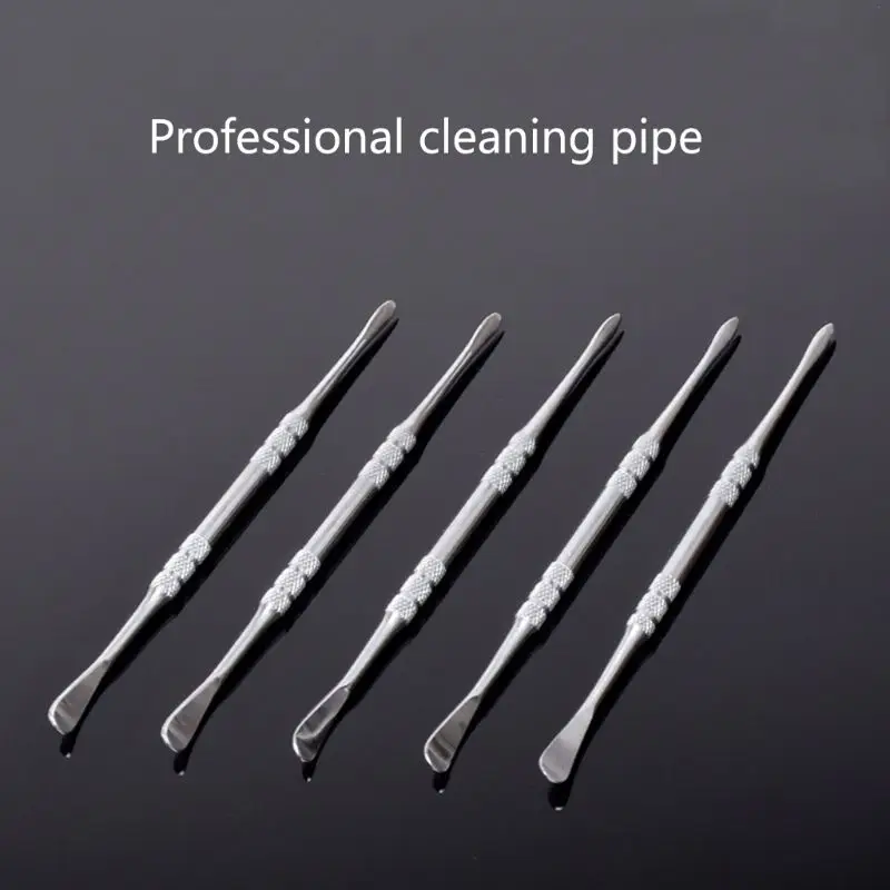

Durable Double-headed Stainless Steel Pipe Smoke Oil Spoon Electronic Cigarette Tobacco Accessories Cleaning Tools