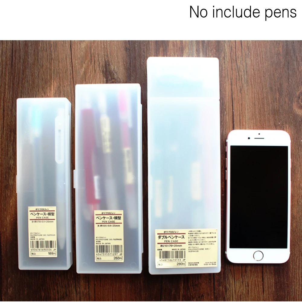 3 размера MUJI Матовый Прозрачный чехол для карандашей нетоксичный Жесткий пластиковая коробка для ручки школьные канцелярские принадлежности чехол для карандашей подарок