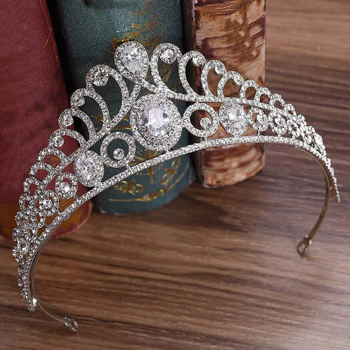 

New Bridal Classical Silver Blue Red De Mariage Crowns 2019 Luxury Bride Wedding Prom Party Big Crown For Women Hair Accessories