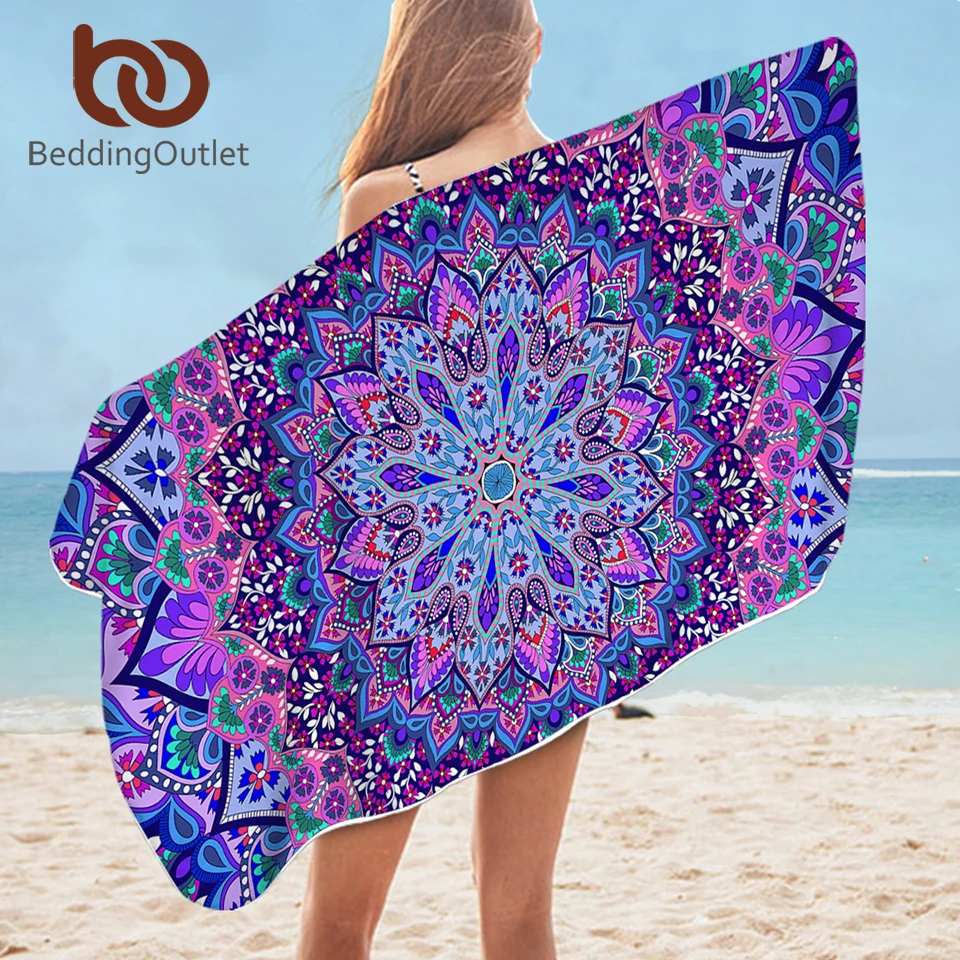 BeddingOutlet Mandala Flower Bath Towel Floral Paisley Microfiber Beach