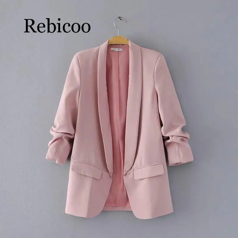 Jacket women elegant 5 color outerwear pocket office casual fashion jacket