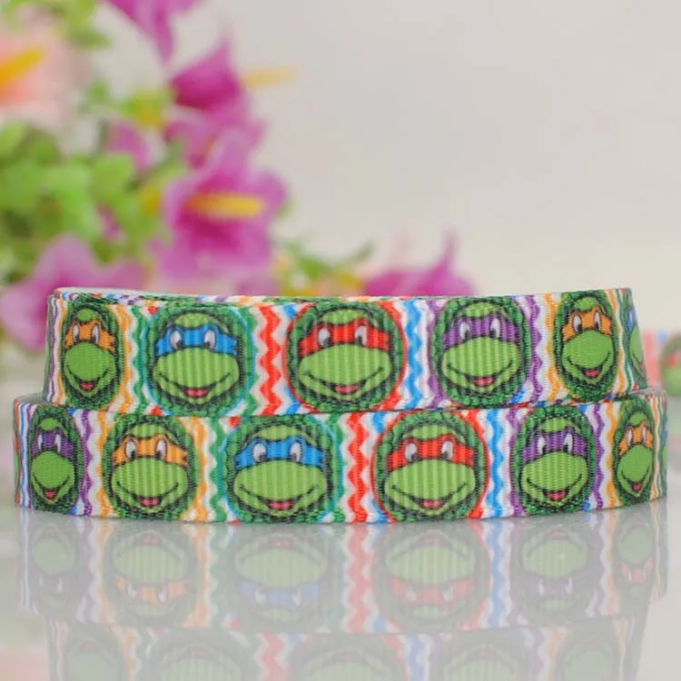 

10yards 3/8 " 9 mm Ninja turtle print cartoon grosgrain ribbon party decoration gift ribbon Free shipping