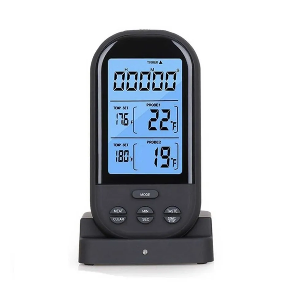 Digital Remote Wireless Food Kitchen Oven Thermometer Probe For BBQ
