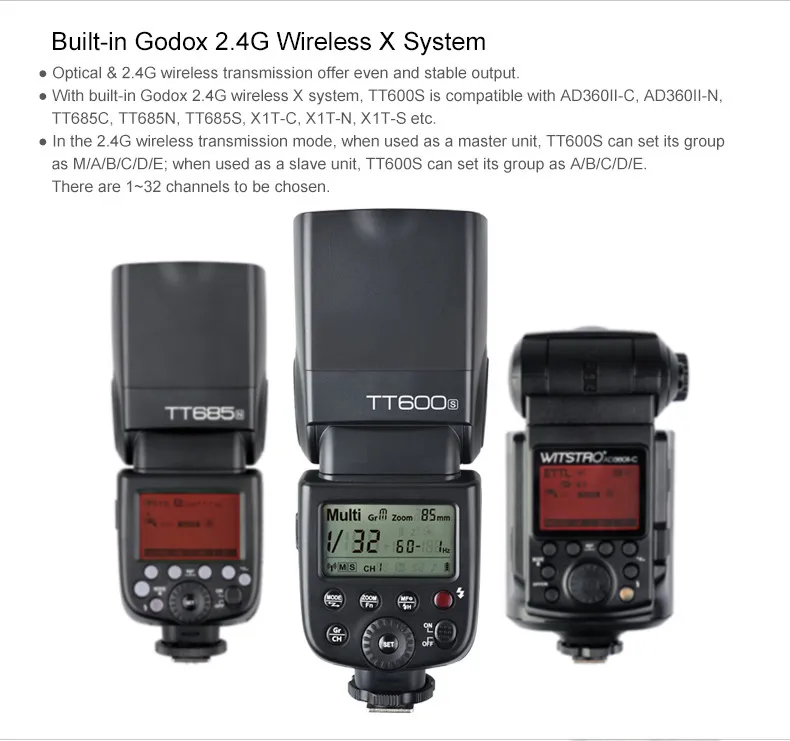 Godox TT600s HSS GN60 2,4G Беспроводная X система камера Вспышка Speedlite Speedlight для камеры SONY с несколькими интерфейсами башмака