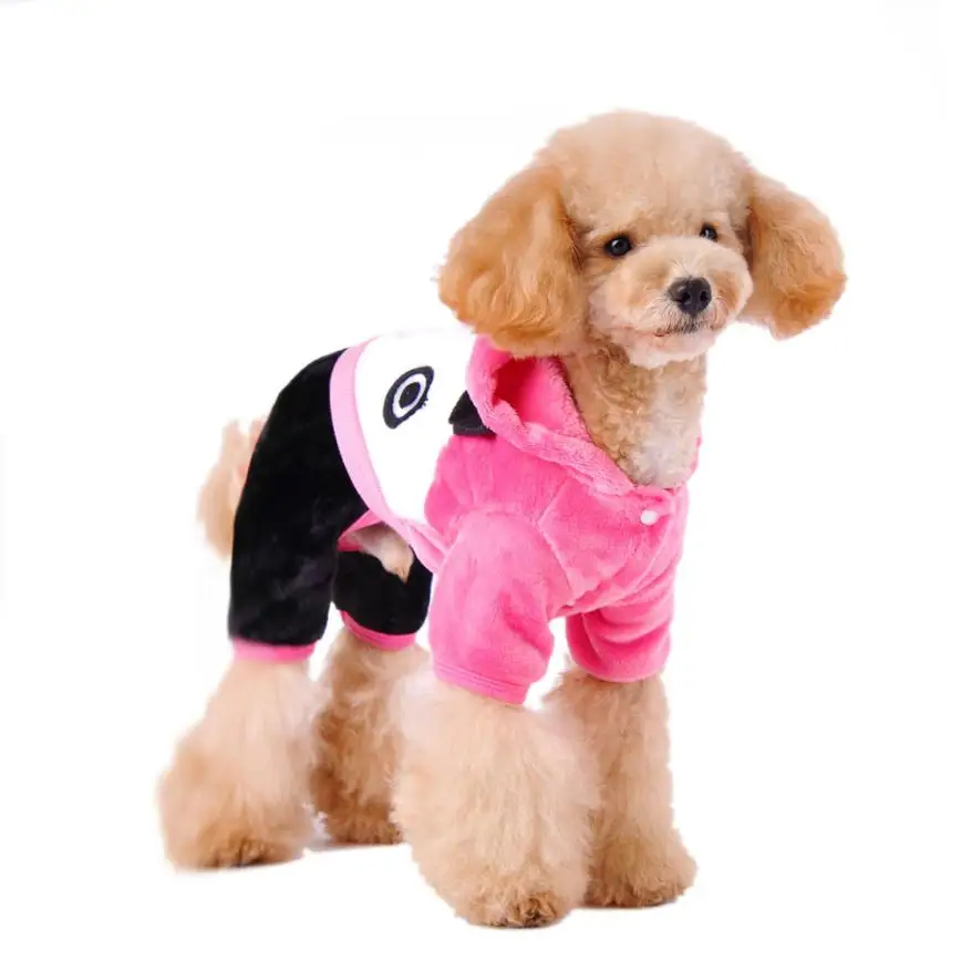 Одежда для собак; толстовка с рисунком панды; теплый свитер; пальто для щенков; одежда - Цвет: Hot Pink