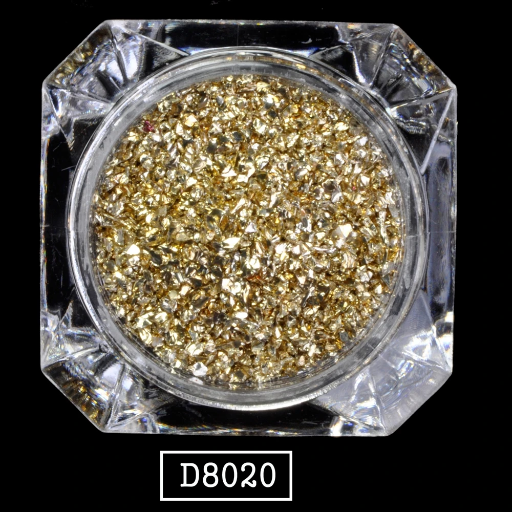 1 коробка 0,4-0,6 мм золотые стеклянные осколки для ногтей блестки дробленая оболочка акриловый 3D DIY лак Инструменты для украшения ногтей D8020