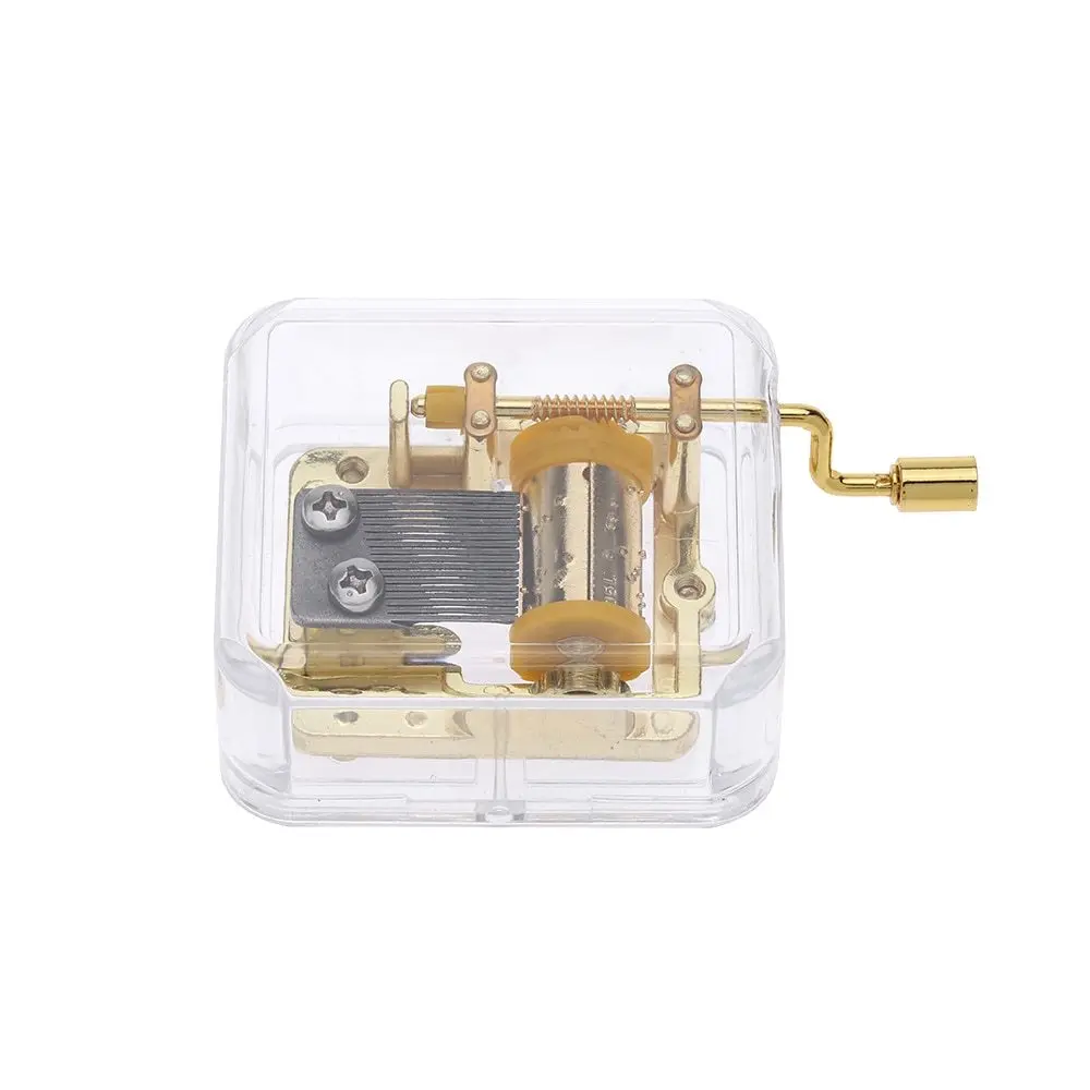 

Unique Musical Box Acrylic Hand Crank Music Box Golden Movement Melody Happy Birthday Gifts Present